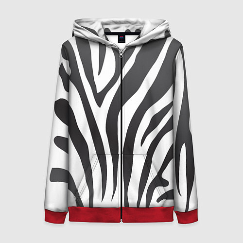 Женская толстовка на молнии Африканская зебра / 3D-Красный – фото 1