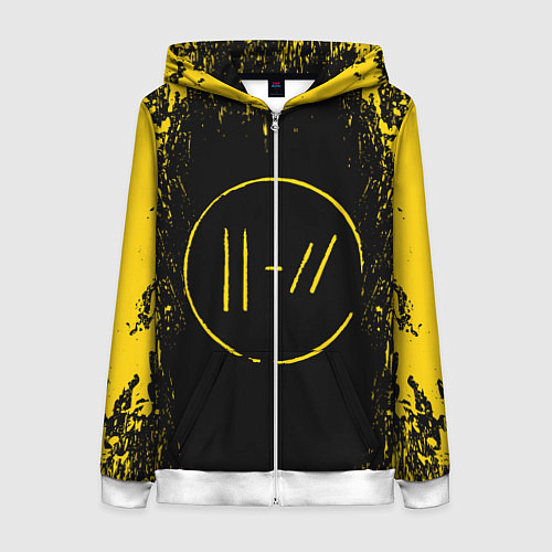 Женская толстовка на молнии 21 Pilots: Yellow & Black / 3D-Белый – фото 1