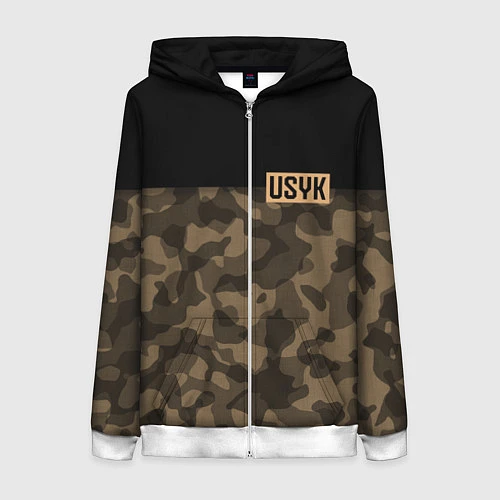 Женская толстовка на молнии USYK Camo / 3D-Белый – фото 1