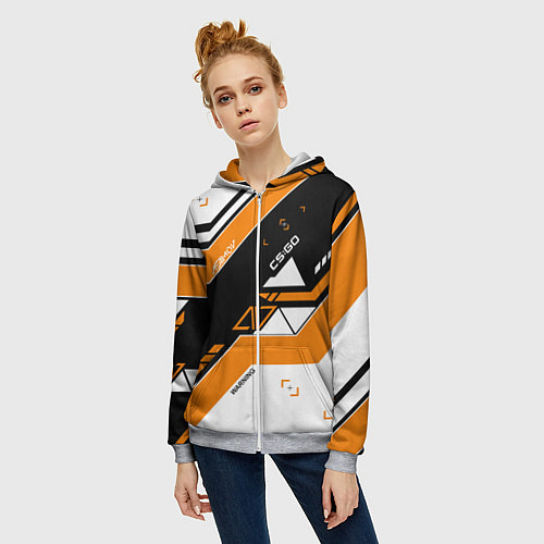 Женская толстовка на молнии CS:GO Asiimov Inverted / 3D-Меланж – фото 3