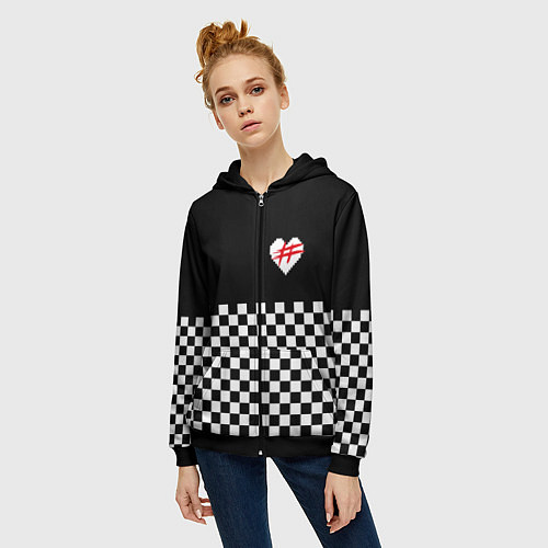 Женская толстовка на молнии ФРЕНДЗОНА: ЧБ / 3D-Черный – фото 3