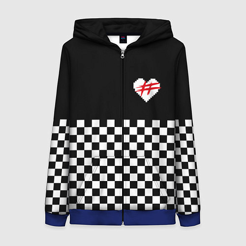 Женская толстовка на молнии ФРЕНДЗОНА: ЧБ / 3D-Синий – фото 1