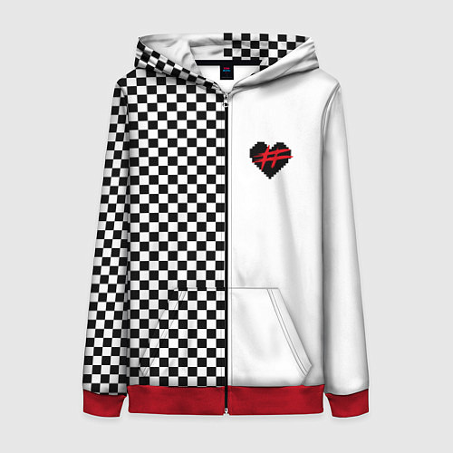 Женская толстовка на молнии ФРЕНДЗОНА: Шахматы / 3D-Красный – фото 1