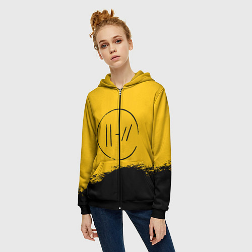 Женская толстовка на молнии 21 Pilots: Yellow Logo / 3D-Черный – фото 3