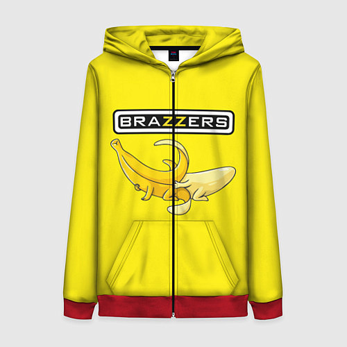 Женская толстовка на молнии Brazzers: Yellow Banana / 3D-Красный – фото 1