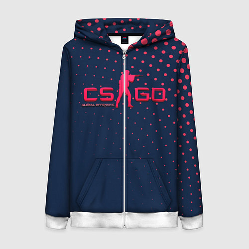 Женская толстовка на молнии CS:GO Pink Dotted / 3D-Белый – фото 1