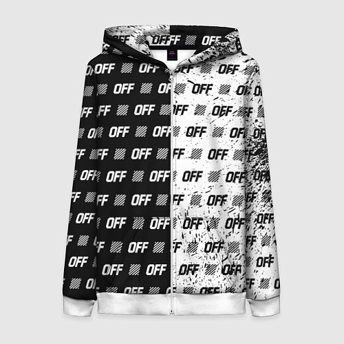 Женская толстовка на молнии Off-White: Black & White / 3D-Белый – фото 1