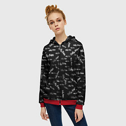 Толстовка на молнии женская Sally Face: Black Pattern, цвет: 3D-красный — фото 2