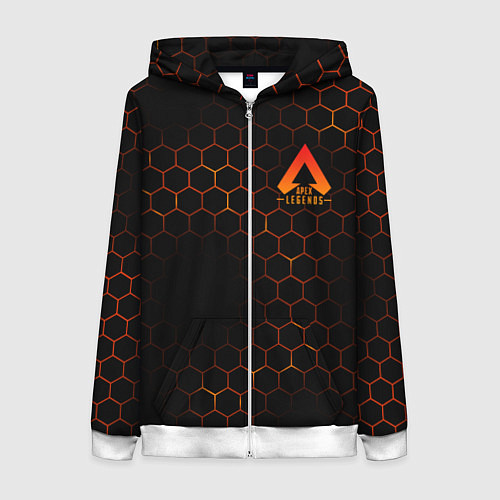 Женская толстовка на молнии Apex Legends: Orange Carbon / 3D-Белый – фото 1