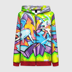 Толстовка на молнии женская Неоновая кислота, цвет: 3D-красный