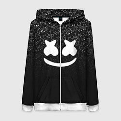 Толстовка на молнии женская Marshmello Black, цвет: 3D-белый