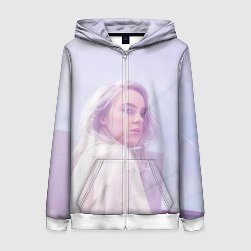 Женская толстовка на молнии Billie Eilish: Light Pink / 3D-Белый – фото 1