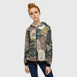 Толстовка на молнии женская Этикетки мира Виски, цвет: 3D-черный — фото 2