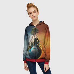 Толстовка на молнии женская Good Omens, цвет: 3D-красный — фото 2