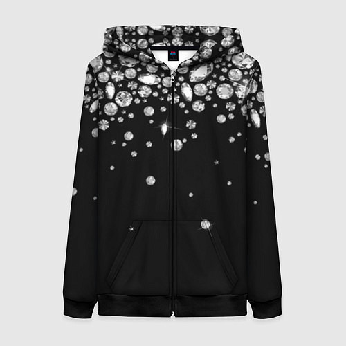 Женская толстовка на молнии Бриллиантовый дождь / 3D-Черный – фото 1