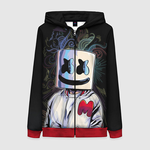 Женская толстовка на молнии Marshmello XXX / 3D-Красный – фото 1