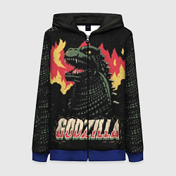 Женская толстовка на молнии Flame Godzilla