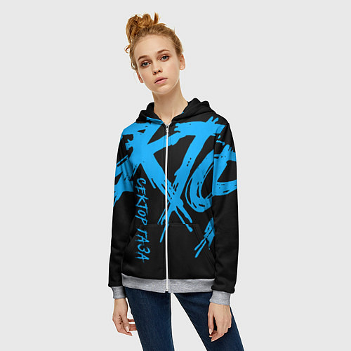 Женская толстовка на молнии Сектор Газа / 3D-Меланж – фото 3