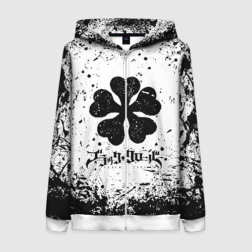 Женская толстовка на молнии ЧЁРНЫЙ КЛЕВЕР / 3D-Белый – фото 1