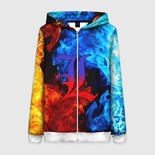 Женская толстовка на молнии L letter fire / 3D-Белый – фото 1