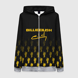 Женская толстовка на молнии Billie Eilish: Yellow & Black Autograph