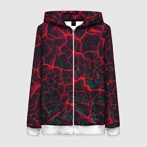 Женская толстовка на молнии Молнии красные абстрактные / 3D-Белый – фото 1