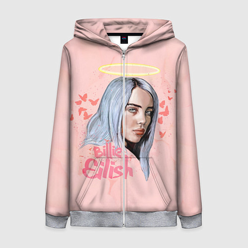 Женская толстовка на молнии Billie Eilish / 3D-Меланж – фото 1