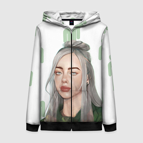 Женская толстовка на молнии Billie Eilish / 3D-Черный – фото 1