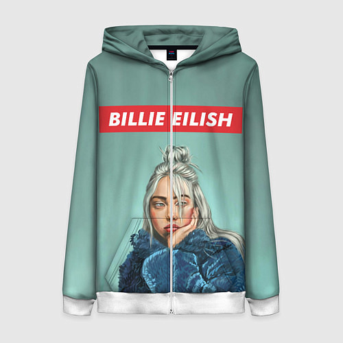 Женская толстовка на молнии Billie Eilish / 3D-Белый – фото 1