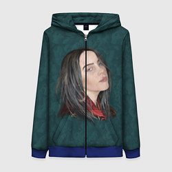 Толстовка на молнии женская Billie Eilish, цвет: 3D-синий