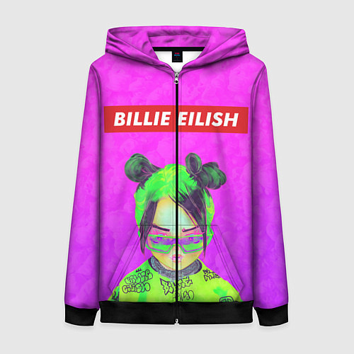 Женская толстовка на молнии Billie Eilish / 3D-Черный – фото 1