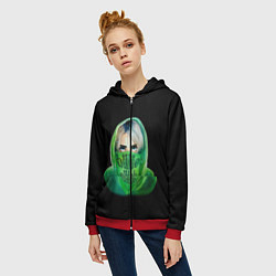 Толстовка на молнии женская Billie Eilish: Green Acid, цвет: 3D-красный — фото 2