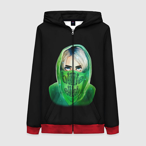 Женская толстовка на молнии Billie Eilish: Green Acid / 3D-Красный – фото 1