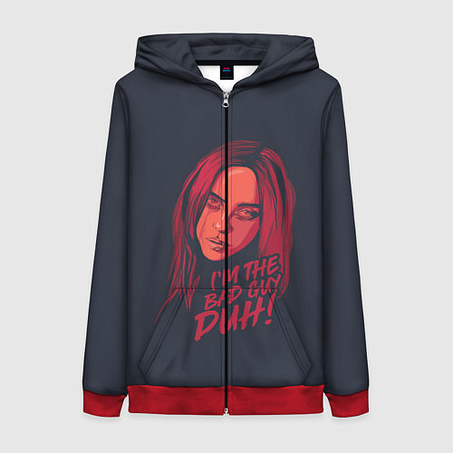 Женская толстовка на молнии Billie Eilish / 3D-Красный – фото 1