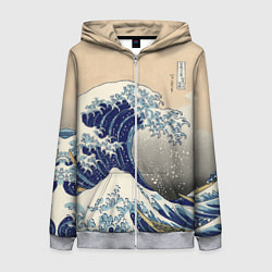 Толстовка на молнии женская Kanagawa Wave Art, цвет: 3D-меланж