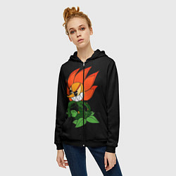 Толстовка на молнии женская Cuphead - Кэгни Гвоздика, цвет: 3D-черный — фото 2