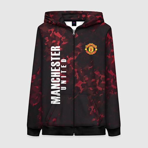 Женская толстовка на молнии Manchester United / 3D-Черный – фото 1