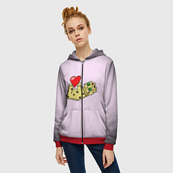 Толстовка на молнии женская MINECRAFT, цвет: 3D-красный — фото 2