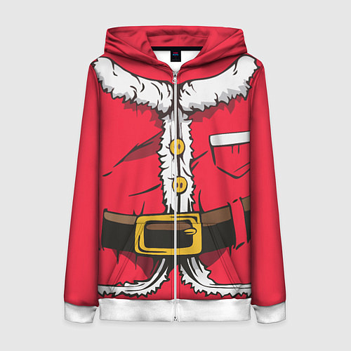 Женская толстовка на молнии Санта / 3D-Белый – фото 1