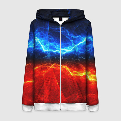 Женская толстовка на молнии Лёд и огонь / 3D-Белый – фото 1
