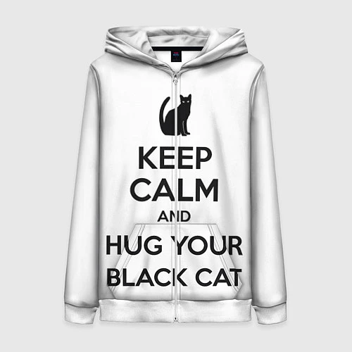 Женская толстовка на молнии Обними своего черного кота / 3D-Белый – фото 1