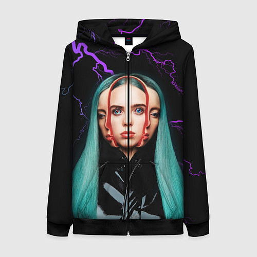 Женская толстовка на молнии BILLIE EILISH / 3D-Черный – фото 1