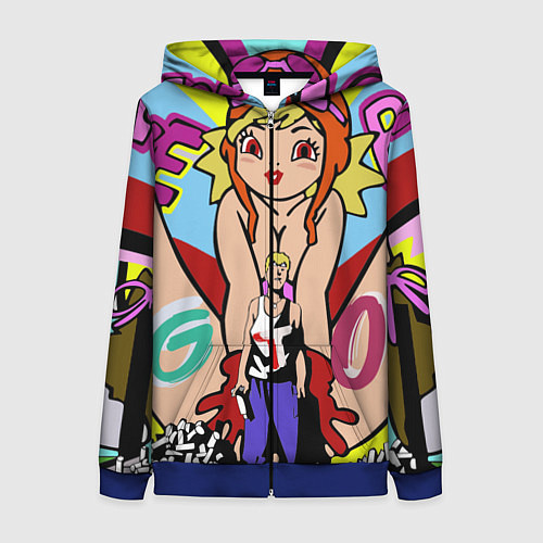 Женская толстовка на молнии GTO Онидзука графити / 3D-Синий – фото 1