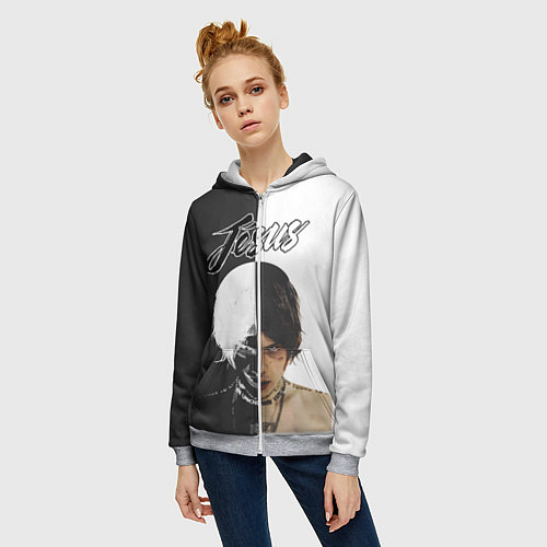 Женская толстовка на молнии Dzhizus / 3D-Меланж – фото 3