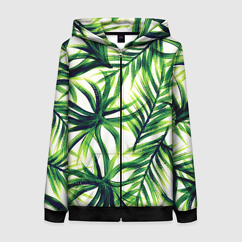 Женская толстовка на молнии Тропики / 3D-Черный – фото 1