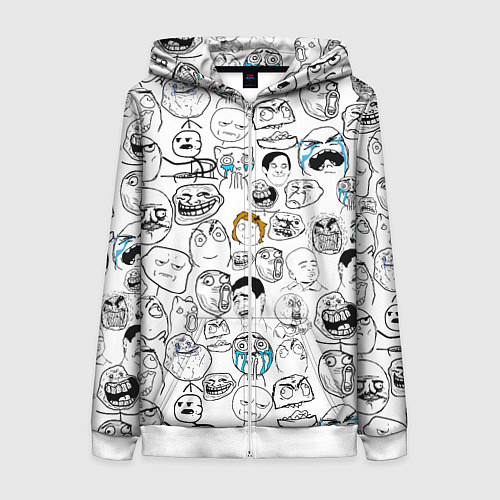 Женская толстовка на молнии МЕМЫ / 3D-Белый – фото 1