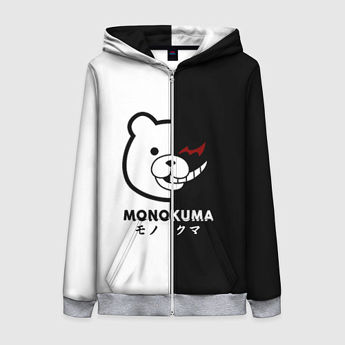 Женская толстовка на молнии Monokuma / 3D-Меланж – фото 1