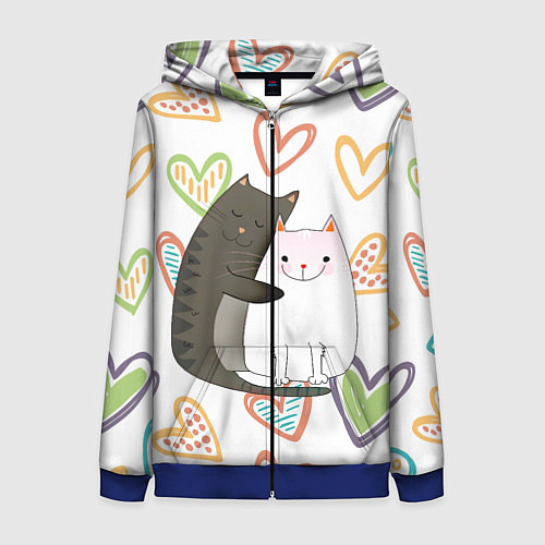 Женская толстовка на молнии Сладкая парочка / 3D-Синий – фото 1