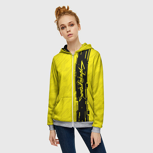 Женская толстовка на молнии CYBERPUNK 2077 / 3D-Меланж – фото 3