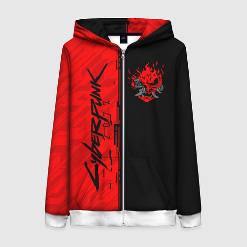 Женская толстовка на молнии CYBERPUNK 2077 / 3D-Белый – фото 1